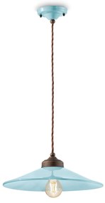 Lampadario Vintage Colors Ferro E Ceramica Azzurro 1 Luce E27 35Cm