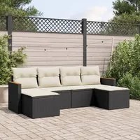 Set Divano da Giardino 6 pz con Cuscini Nero in Polyrattan 3226217