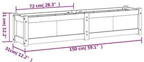 Fioriera da Giardino 150x31x31 cm in Legno Massello di Pino