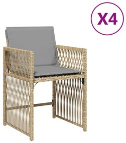 Sedie da giardino con cuscini 4 pz beige misto in polyrattan