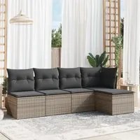 Set Divano da Giardino 5 pz con Cuscini Grigio in Polyrattan 3217520