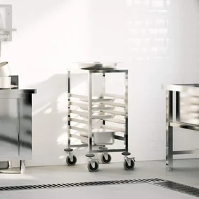 Carrello Portateglie Con 6 Gn Contenitori 39x55x87 Cm /