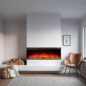 Camino elettrico da parete ad incasso 3 Lati BOSTON100 L101,6 x P20 x H44 cm