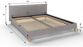 Letto matrimoniale imbottito grigio con griglia 180x200 cm Tina - Ropez