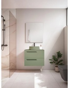 Mobile da bagno sospeso sotto lavabo L 70 x H 55 x P 39.5 cm verde laccato opaco, 2 cassetti VISOBATH Mia