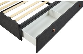 Letto matrimoniale imbottito grigio scuro con contenitore con rete inclusa 160x200 cm Calvi – Actona