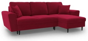 Divano angolare rosso allungabile e con contenitore con rivestimento in velluto Kyoto – Cosmopolitan Design