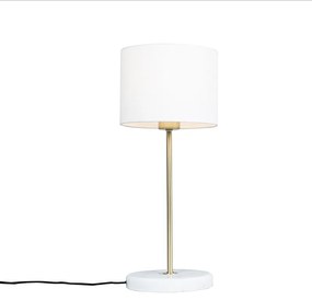 Lampada da tavolo ottone paralume bianco 20 cm - KASO
