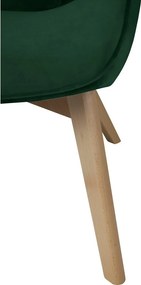 Poltrona con poggiapiedi verde scuro con rivestimento in velluto Niko – Ropez