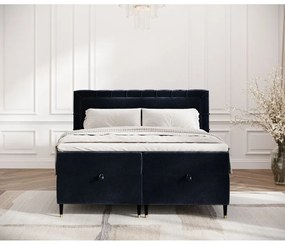 Letto boxspring blu scuro con spazio contenitivo 160x200 cm Voyage - Maison de Rêve