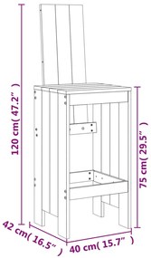 Set Bar da Giardino 5 pz Bianco in Legno Massello di Pino