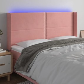Testiera A Led Rosa 203x16x118/128 Cm İn Velluto /