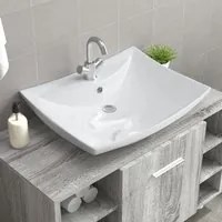 Lavabo Ceramica Lusso Rettangolare Foro di Trabocco e Foro Rubinetto cod mxl 53569