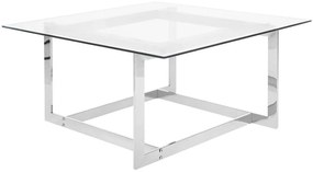 Tavolino in vetro argento 80 x 80 cm CRYSTAL Beliani