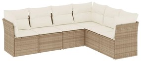 Set Divano da Giardino 6 pz con Cuscini Beige in Polyrattan