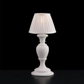 Lumetto in legno bianco shabby 1 luce con paralume dm.20 fiorenza