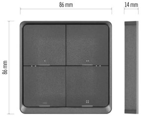 Interruttore 4 bottoni GoSmart 1xCR2430 Tuya nero