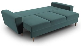 Divano color petrolio allungabile e con contenitore con rivestimento in velluto 235 cm Kyoto – Cosmopolitan Design