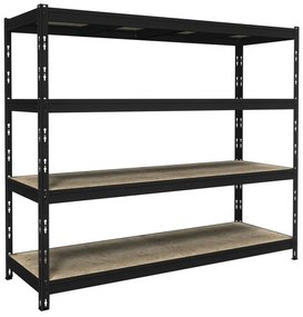 Scaffale in kit Strong 4 ripiani L 210 x P 70 x H 180 cm in acciaio nero, portata per ripiano 450 kg