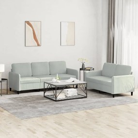 Set Di Divani 2 Pz Grigio Chiaro İn Velluto /