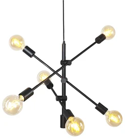 Lampada a sospensione industriale nera 6 luci - Sydney