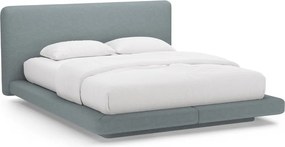 Letto matrimoniale imbottito azzurro 160x200 cm Linea – Micadoni