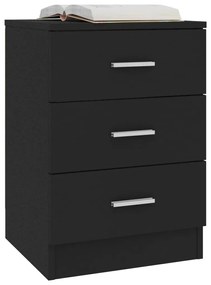 Comodino nero 38x35x56 cm in legno multistrato