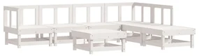 Set salotto da giardino 7 pz bianco in legno massello di pino