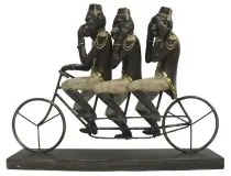 Statua Decorativa DKD Home Decor Scimmia Triciclo Nero Dorato Metallo Resina Coloniale (40 x 9 x 31 cm)