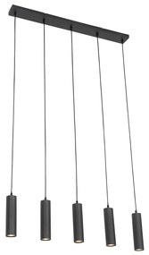 Lampada a sospensione intelligente nera con 5 GU10 Wifi - Jeana
