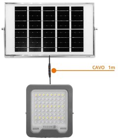 Faro LED Solare 50W IP66 Telecomando Incluso 1.000 lumen - SERIE PRO Colore Bianco Naturale 4.000K
