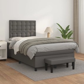 Giroletto A Molle Con Materasso Grigio 120x200 Cm İn Similpelle /