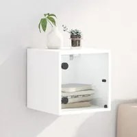 Comodino con Anta in Vetro Bianco 35x37x35 cm 836462