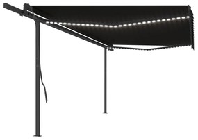 Tenda da Sole Retrattile Manuale con LED 5x3,5 m Antracite