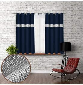 Tenda su anelli con zirconi 140x160 cm blu navy