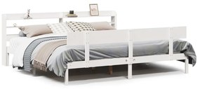 Letto Senza Materasso Bianco 180x200 Cm Legno Massello Di Pino /
