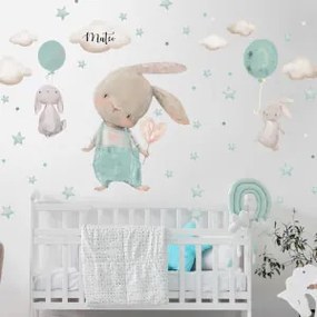 Coniglietti con stelle e palloncini - adesivi per bambini | Inspio