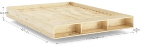 Letto matrimoniale di colore naturale in pino massiccio con rete inclusa 180x200 cm Merge – Karup Design
