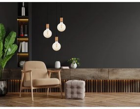 Lampadario a sospensione con filo MIROS 3xE27/60W/230V arrotondato nero/rame