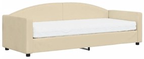 Divano letto con materasso crema 80x200 cm in tessuto