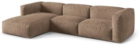 Divano angolare componibile marrone chiaro (con penisola a sinistra/con chaise lounge) con rivestimento in velluto Martina – Micadoni