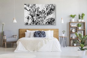 Quadro su tela – Fiori dipinti dell'estate in bianco e nero