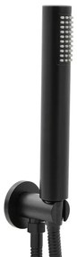 Set doccia a incasso completo nero opaco con braccio 35cm, soffione 25cm, miscelatore e kit doccino Flat