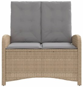 Panca Reclinabile da Giardino con Cuscini Beige in Polyrattan