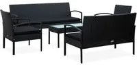 Set Divani da Giardino 5pz con Cuscini in Polyrattan Nero 45791