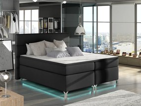 Letto matrimoniale boxspring Vasco de Gama - 160 x 200 cm , Ecopelle nero