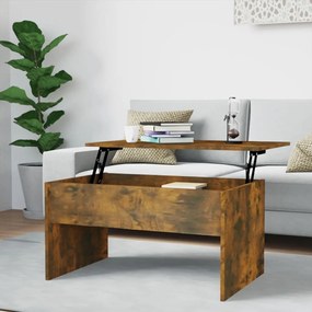 Tavolino Rovere Fumo 80x50,5x41,5 Cm İn Legno Multistrato /