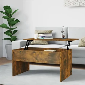 Tavolino Rovere Fumo 80x50,5x41,5 Cm İn Legno Multistrato /
