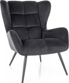 Poltrona Louis Velvet in velluto nero – 75x87x91 cm
