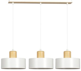 Lampadario a Sospensione in Acciaio e Legno TORIN 3 Nero 3xE27